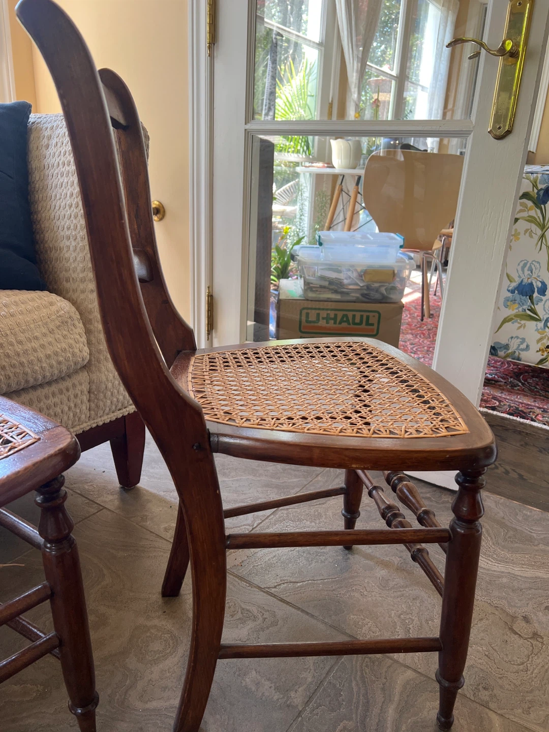 Set of 2 Antique Wooden Chairs with Cane Seats - photo 3