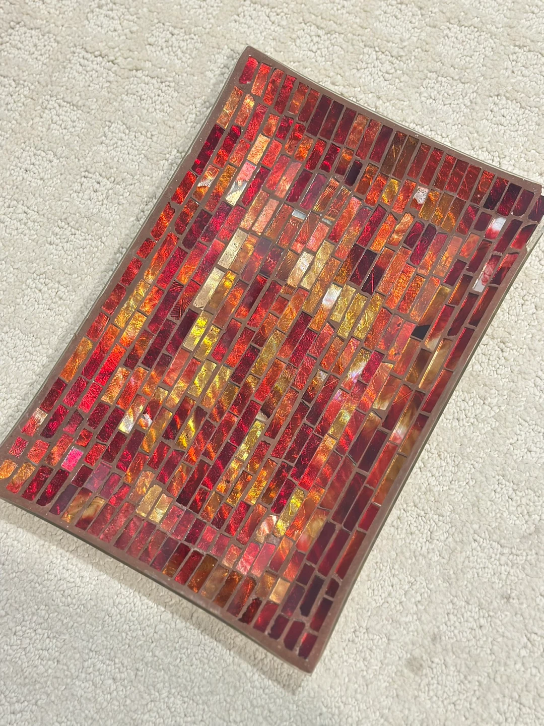 Mosaic Tray with Candle Holders and Metal Flowers - photo 5