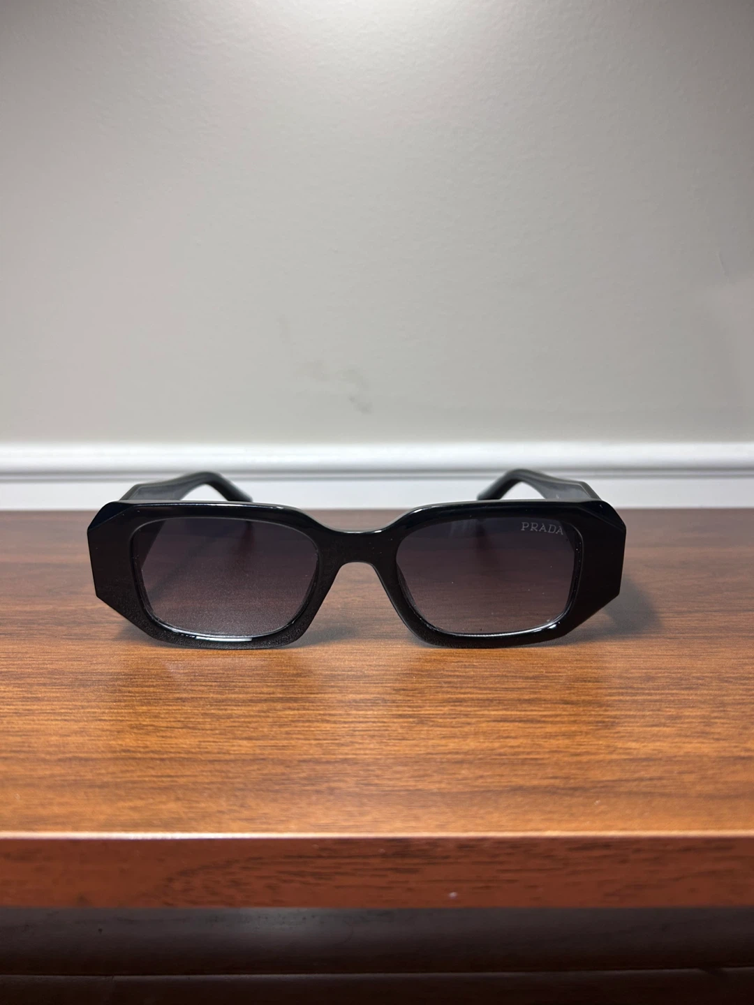Prada Black Acetate Rectangle Sunglasses - photo 2