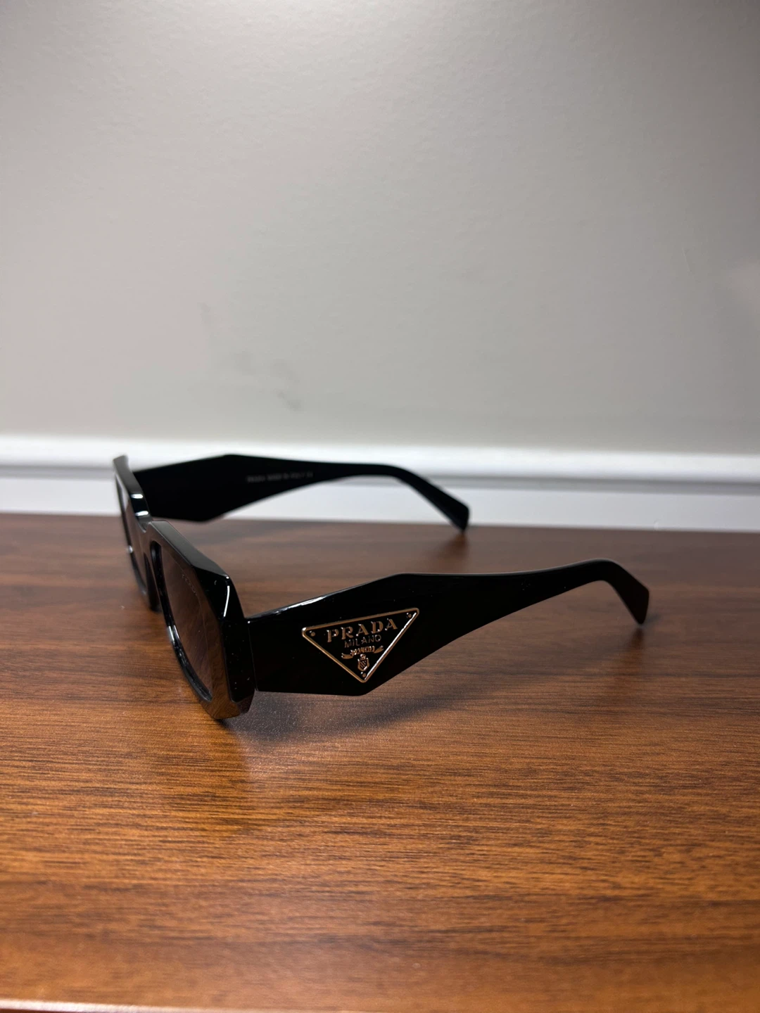 Prada Black Acetate Rectangle Sunglasses