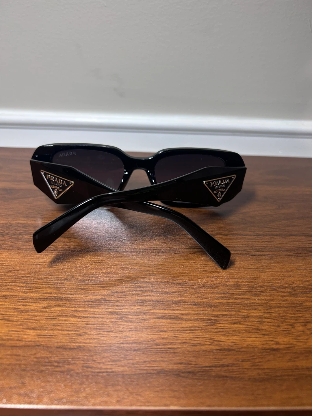 Prada Black Acetate Rectangle Sunglasses - photo 5