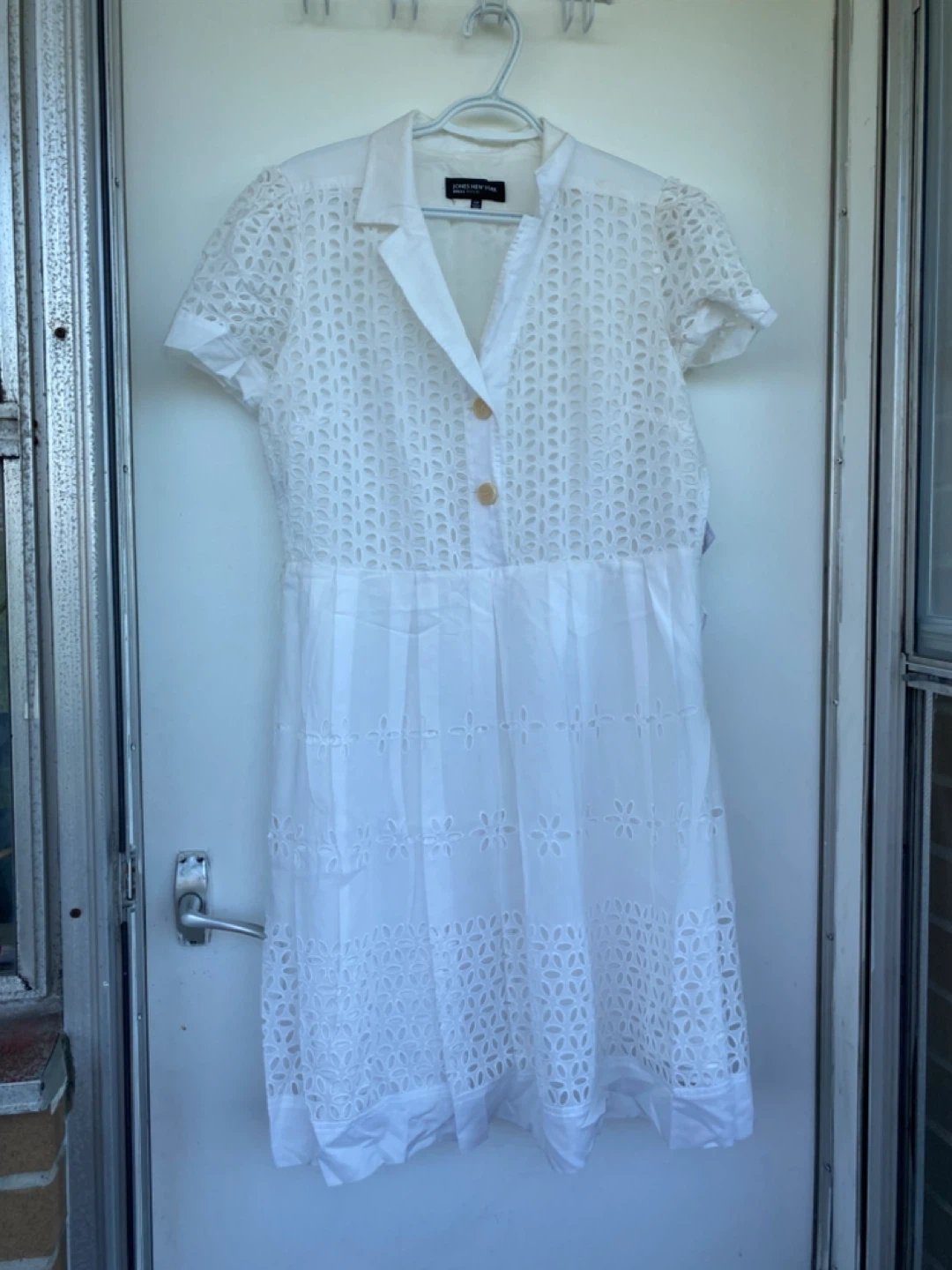 Jones New York White Eyelet Midi Dress 14 P