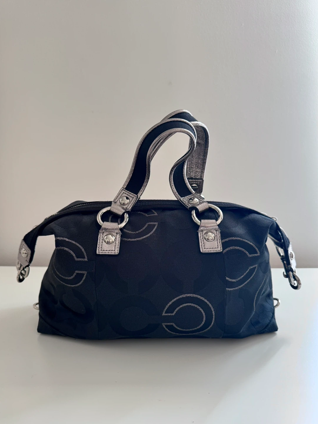 Coach Black Logo Satchel with Silver Accents - photo 3