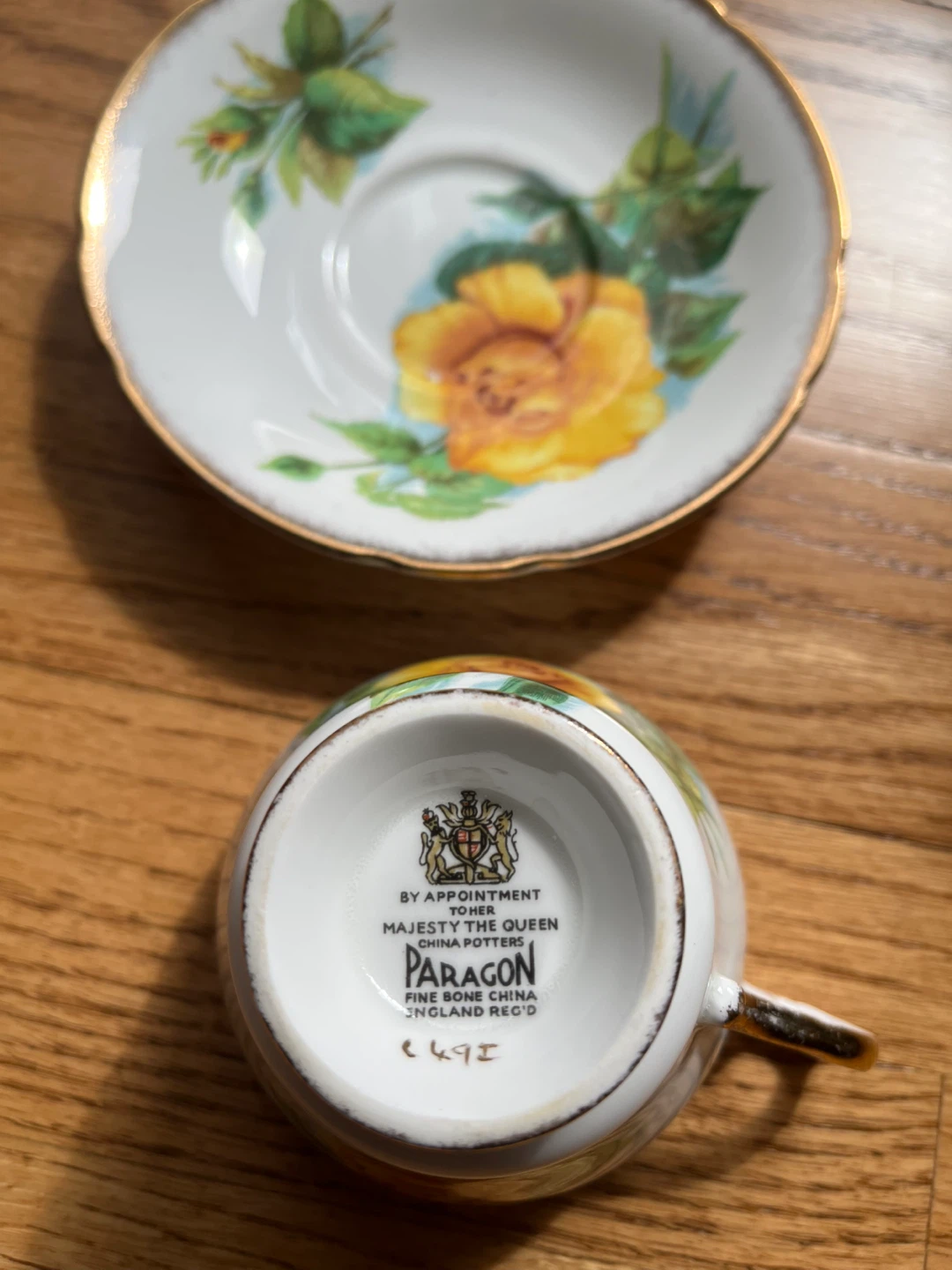 Paragon Fine Bone China Teacup and Saucer Yellow Rose - photo 2