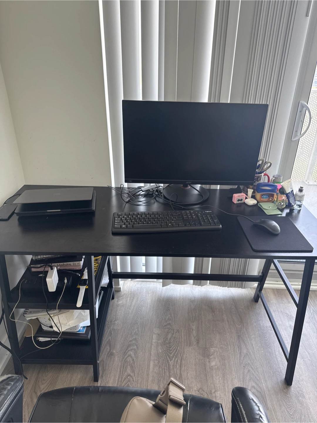 Black Computer Desk with Shelves