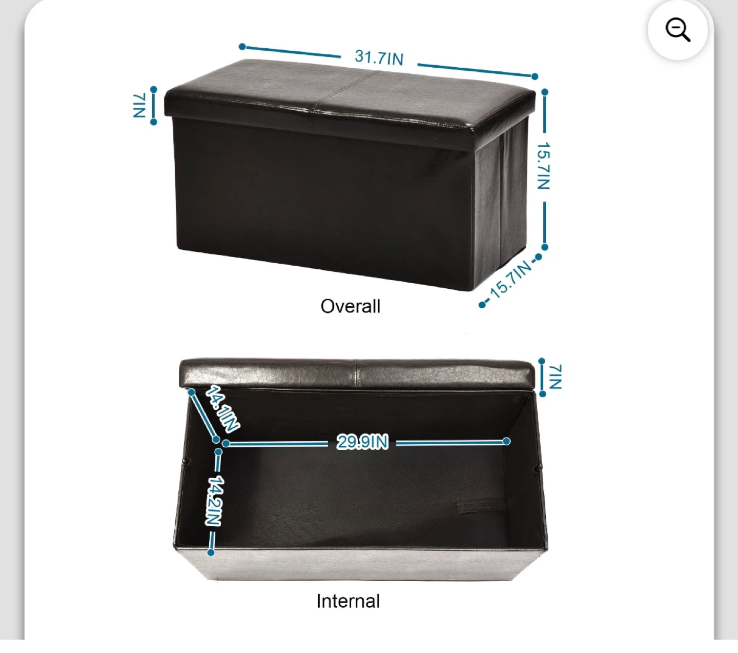 1 Faux Leather Storage Ottomans/Benches - photo 2