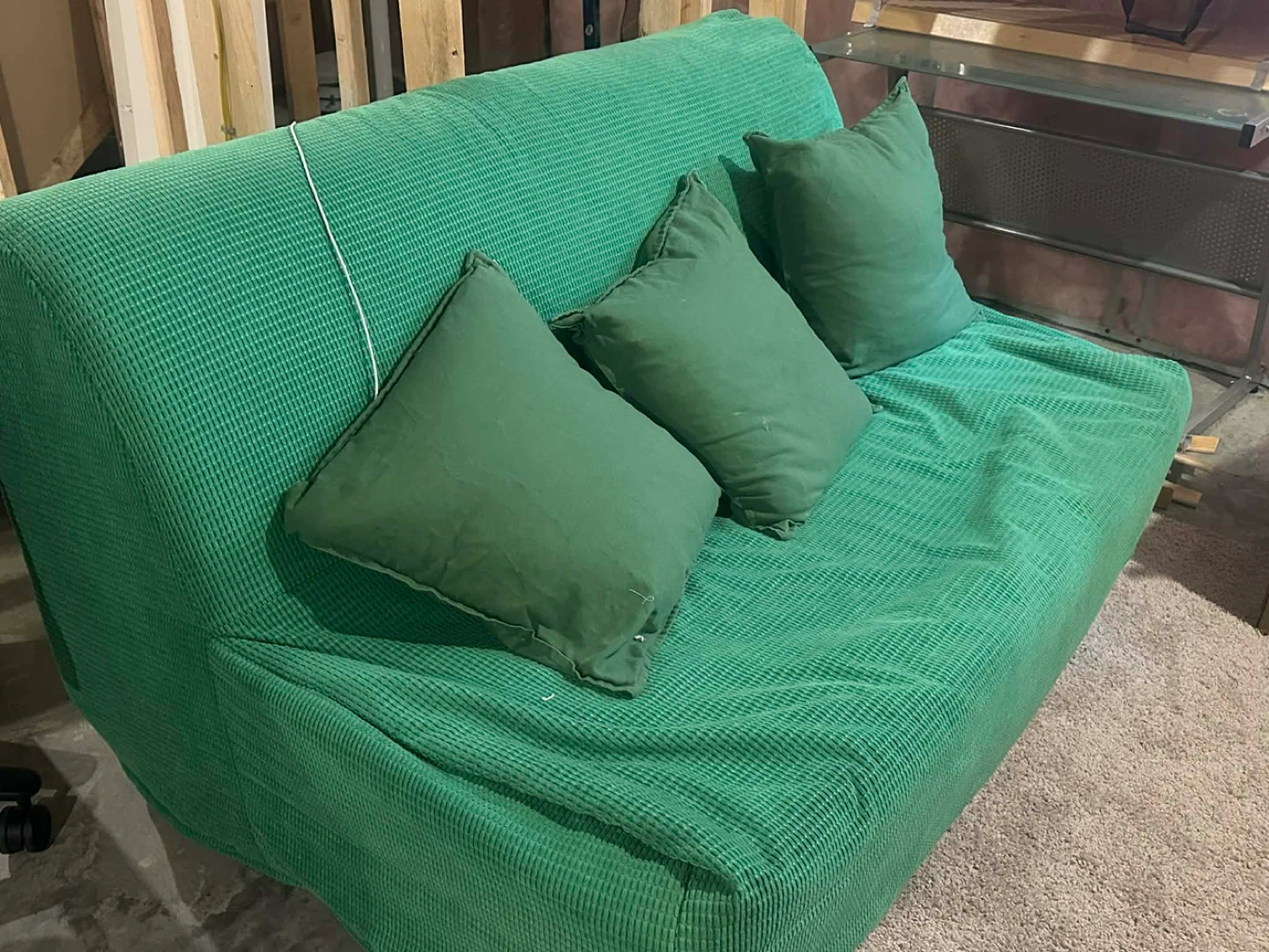 Grey Sofa Bed with Pillows