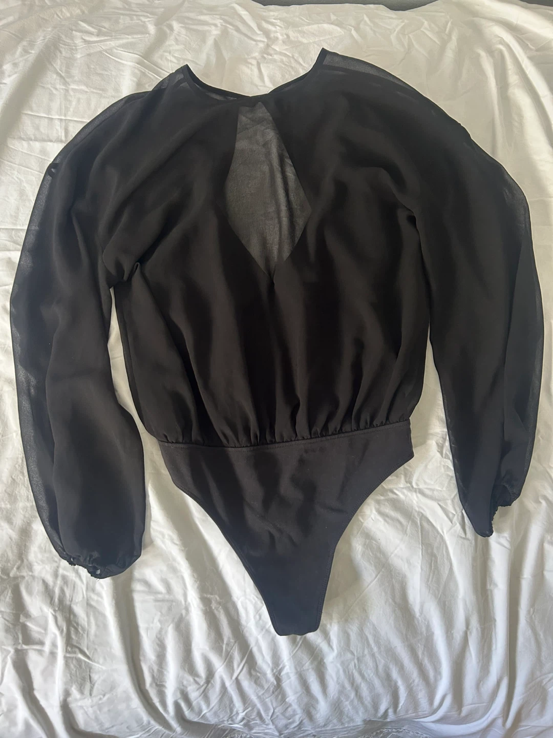 Wilfred Black Sheer Sleeve Bodysuit - Size L