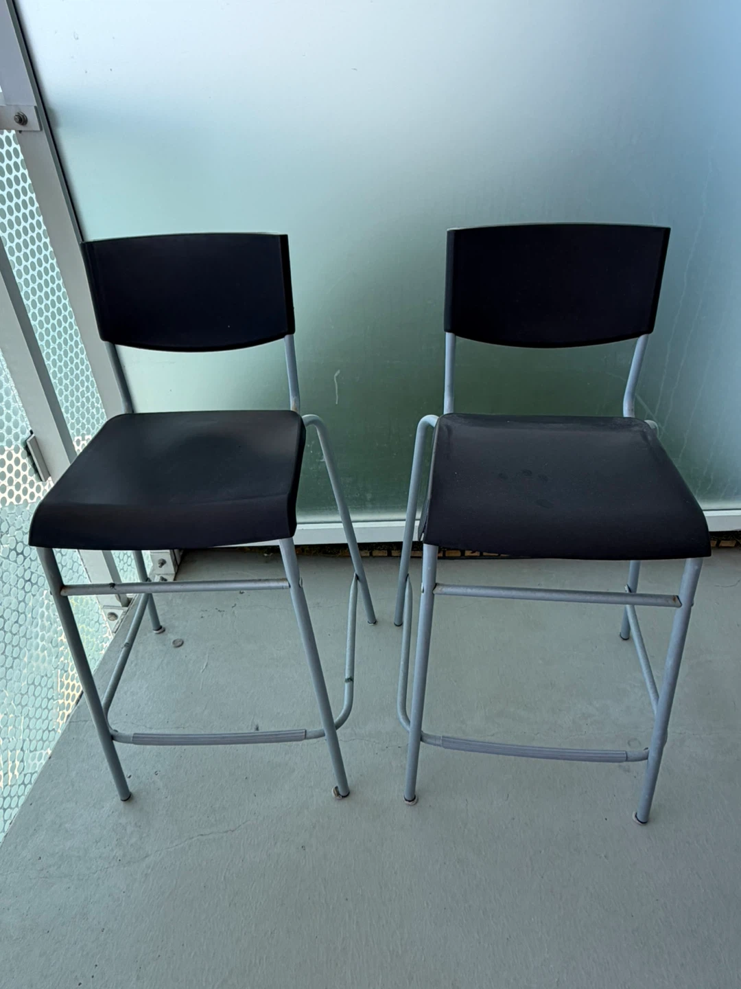 Pair of Black Metal Frame Chairs