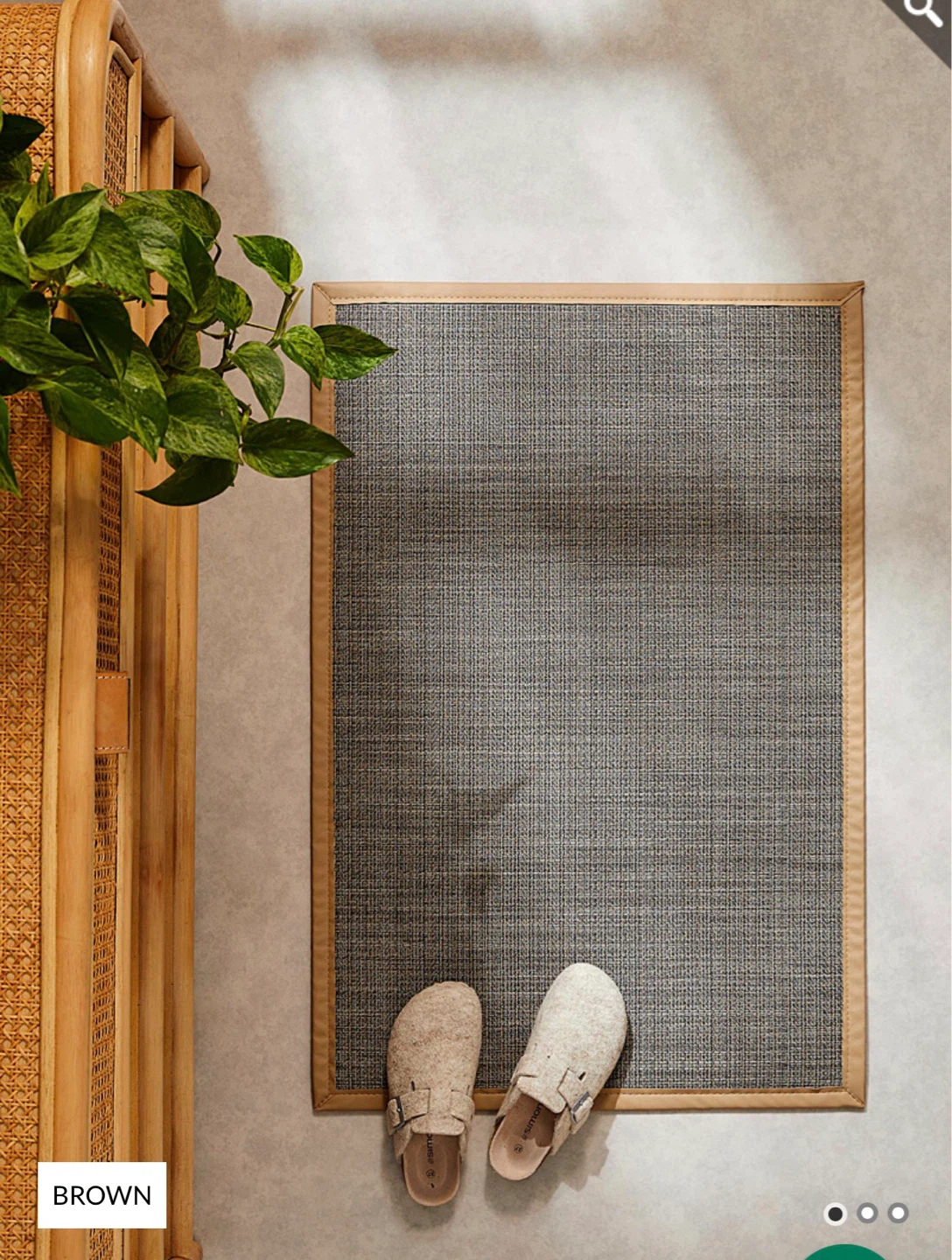 Gorgeous non slip door mat with leather trim