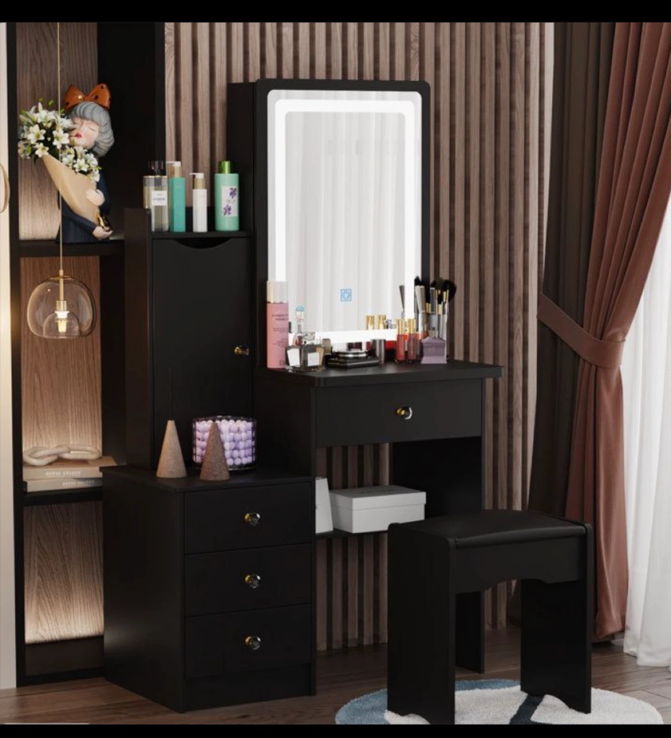 Wade Logan Camic Vanity – with LED Mirror and Stool - photo 3