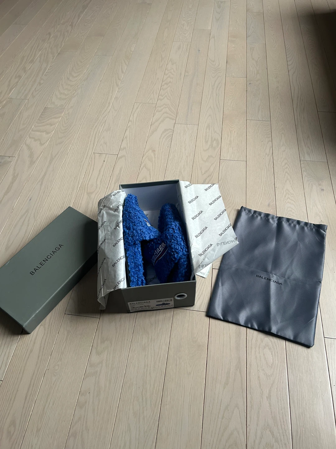 Balenciaga Blue Fuzzy Slippers - photo 2
