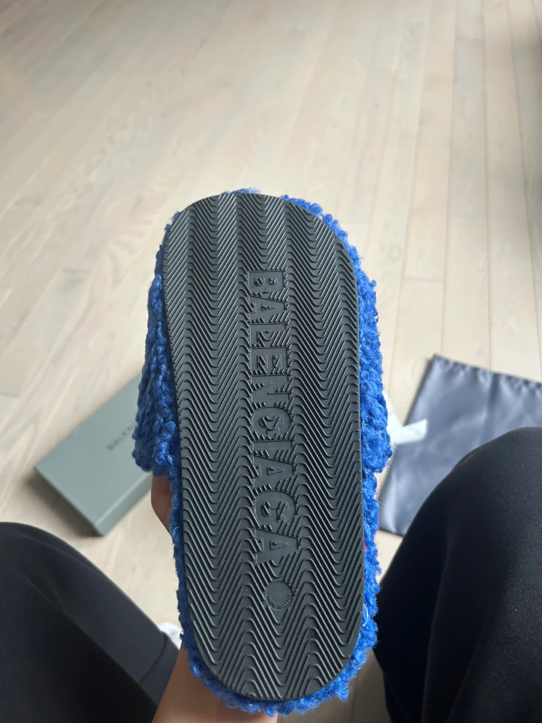 Balenciaga Blue Fuzzy Slippers - photo 3