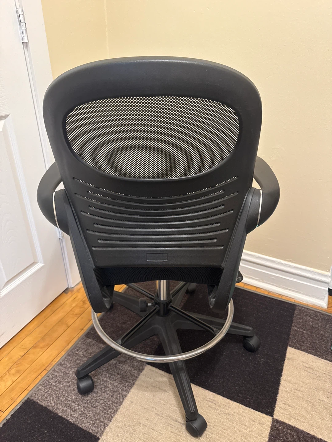 Black Mesh Drafting Chair with Foot Ring - photo 3