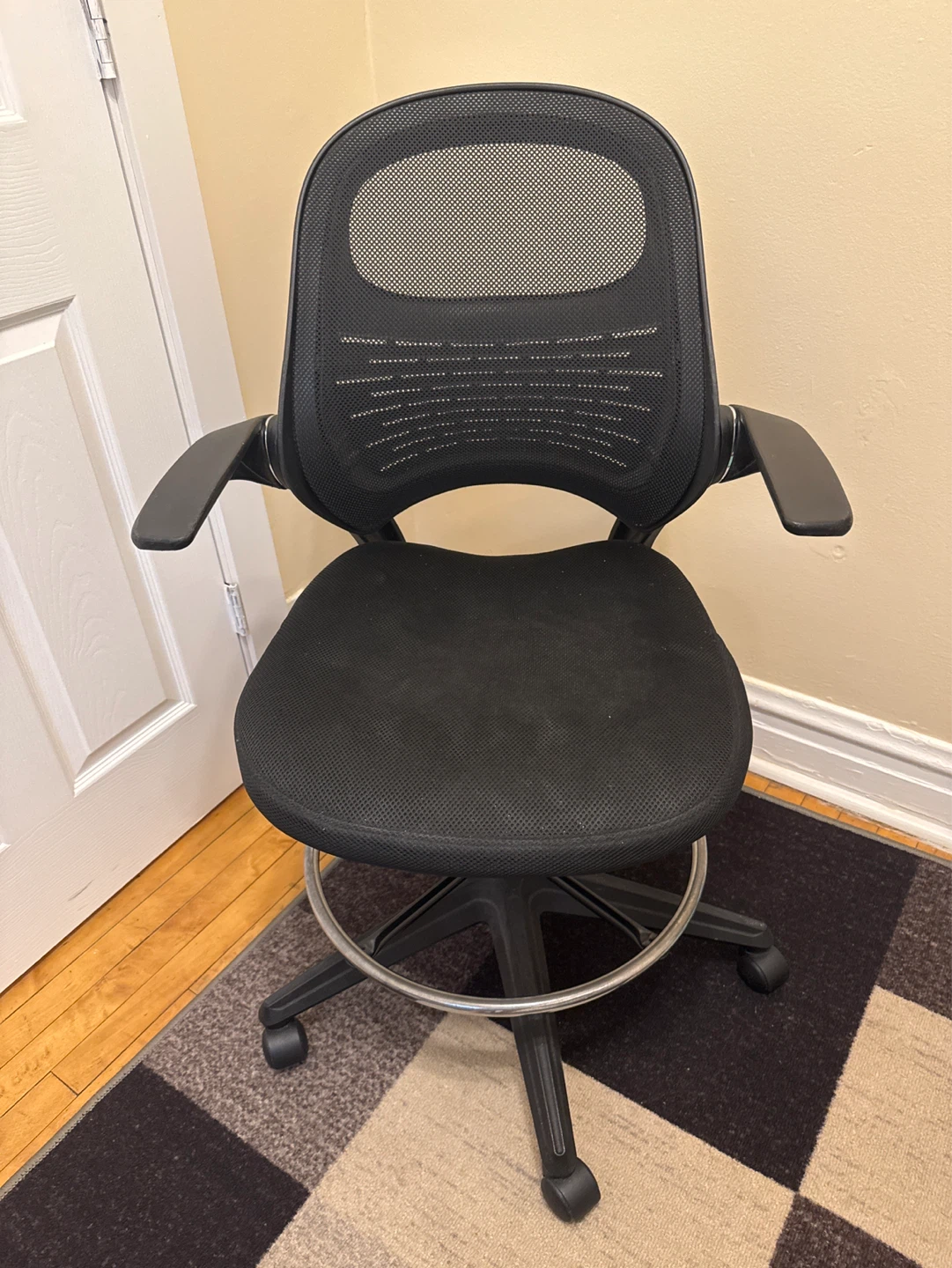 Black Mesh Drafting Chair with Foot Ring - photo 2