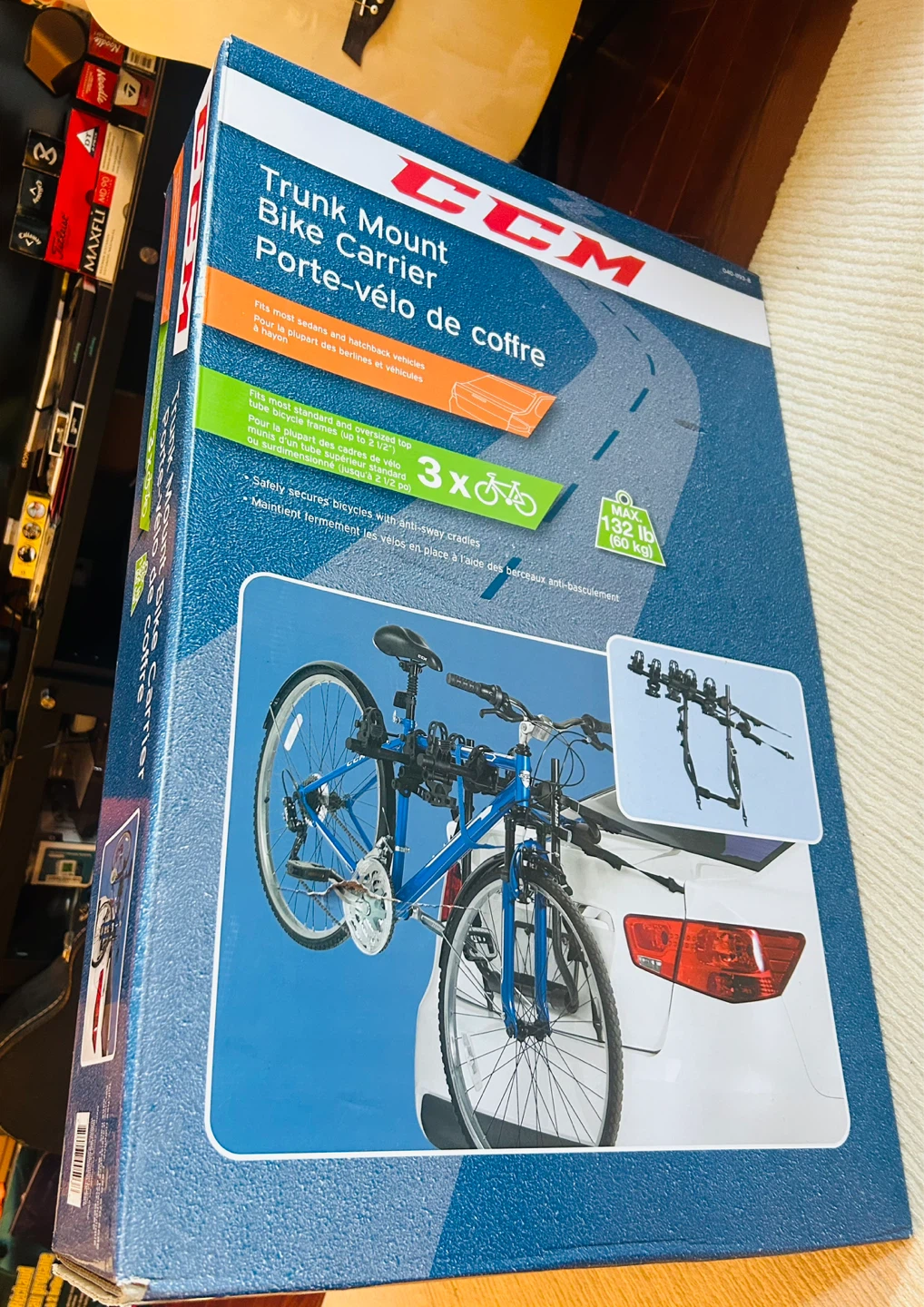 CCM 3-Bike Trunk Mount Bike Rack w 6 Adjustable Straps