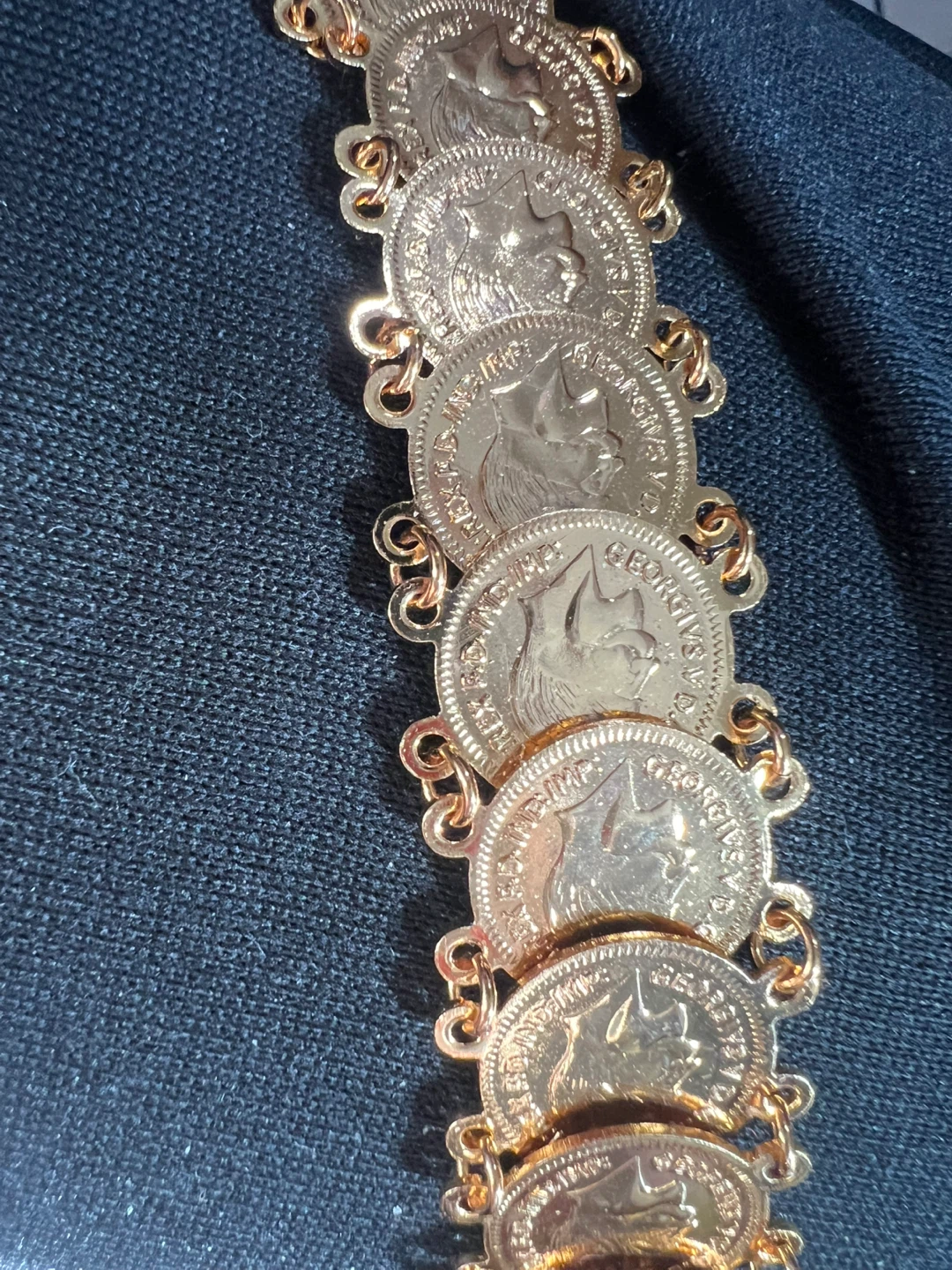 Gold Tone Coin Charm Bracelet