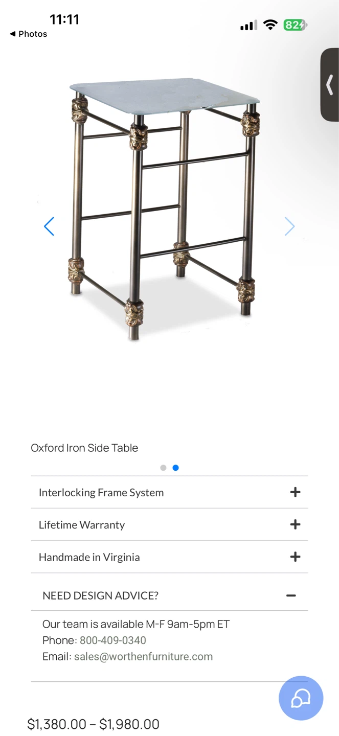 Oxford Iron High End Side Table