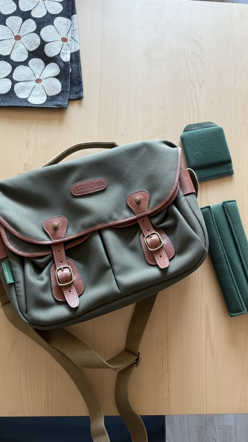 Billingham Camera Bag - Olive Green Canvas & Brown Leather