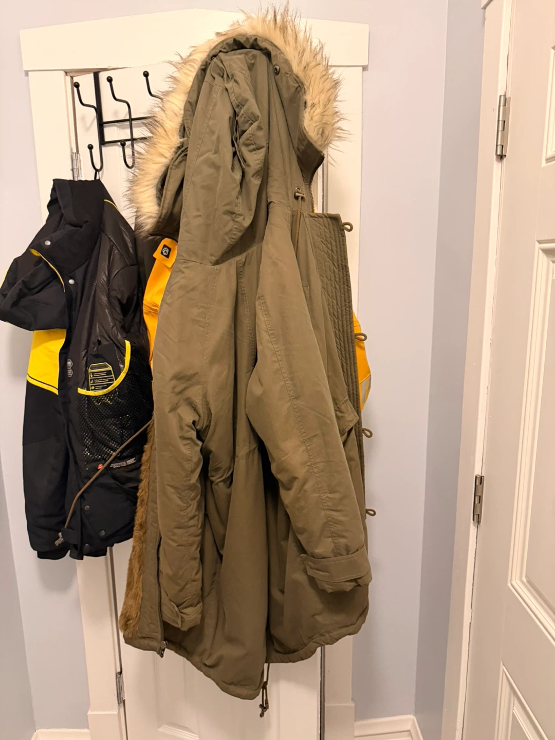 Olive Green Parka Jacket with Fur Hood - photo 3
