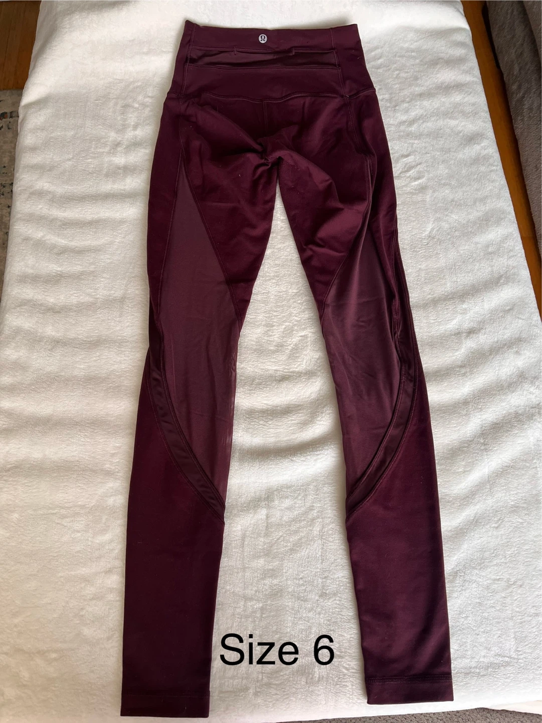 Lululemon Burgundy With Mesh Leggings Size 6
