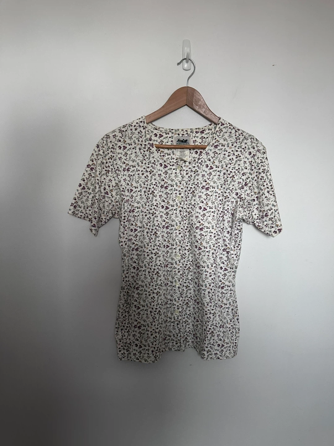 Northern Reflections Floral Button-Up Top Cotton Grandmacore
