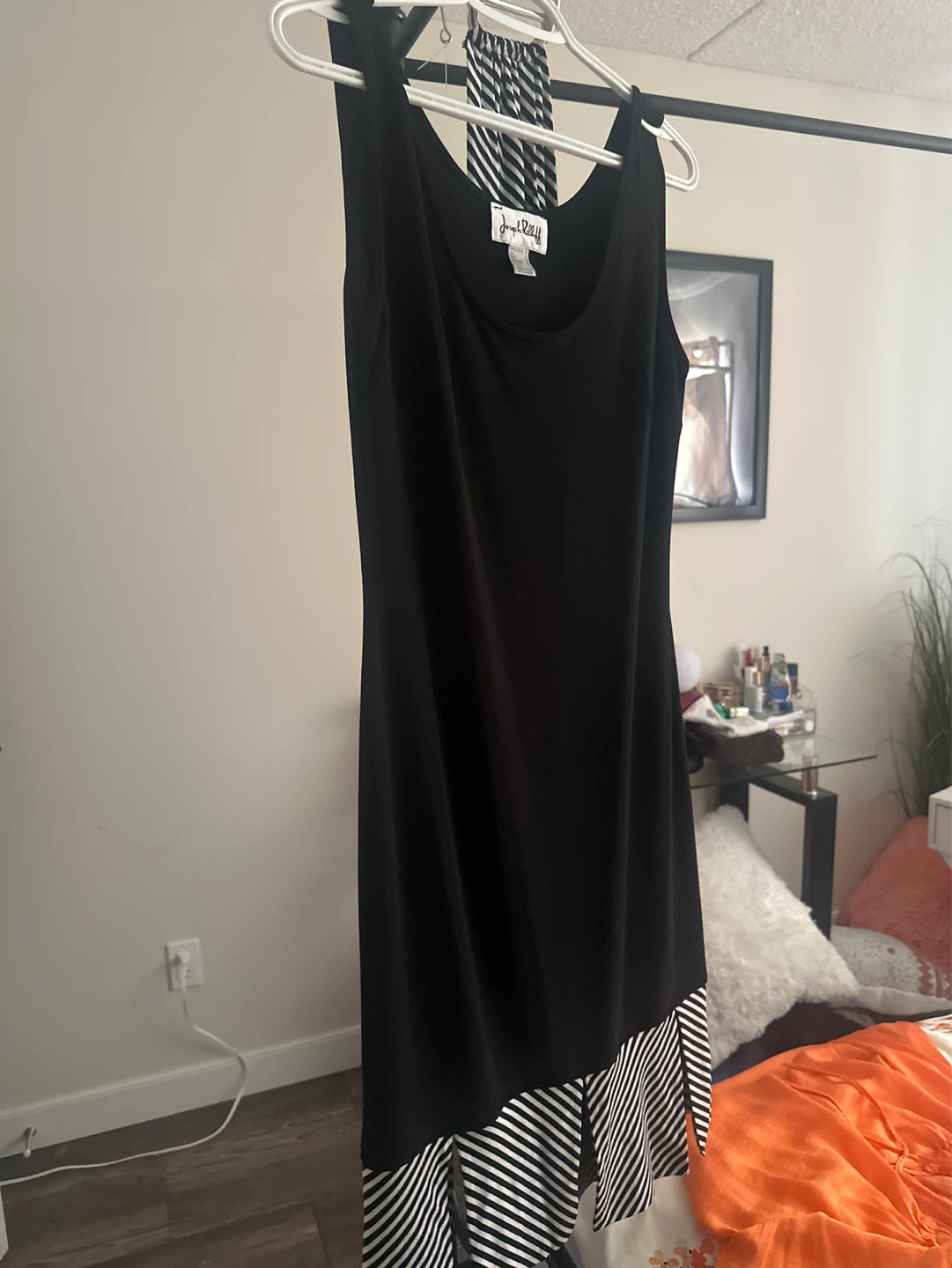 Joseph’s  Rillcoff Black Sleeveless Maxi Dress with Striped Hem