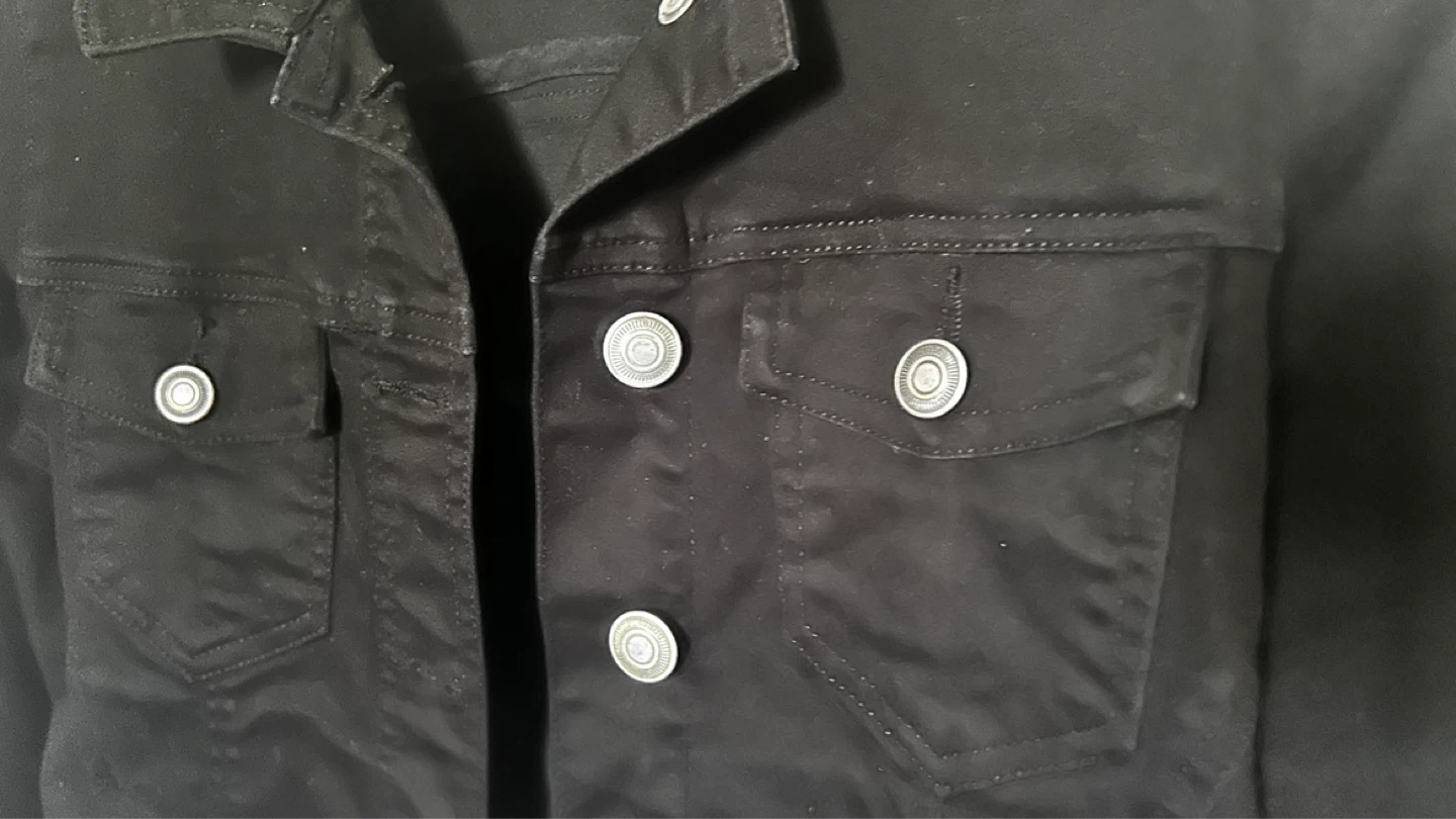 SUKO Jeans Black Denim Jacket with Lace-Up Detail Size S/P - photo 2