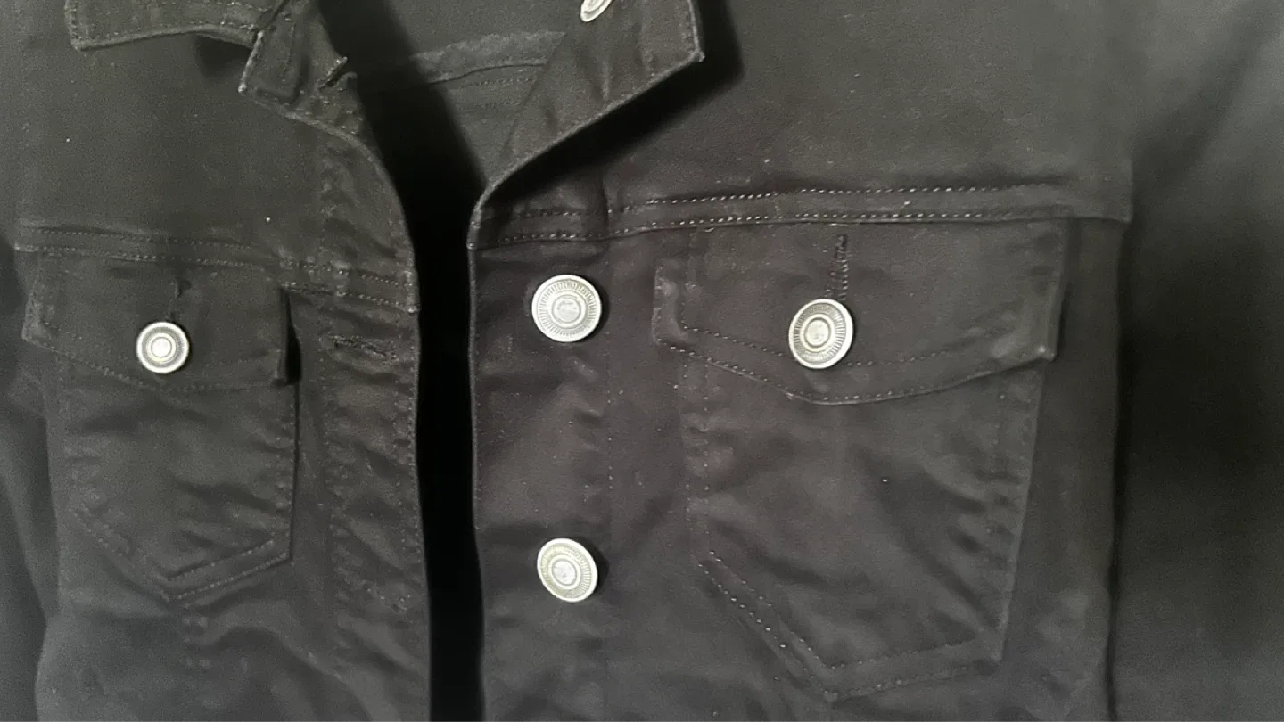 SUKO Jeans Black Denim Jacket with Lace-Up Detail Size S/P - photo 2