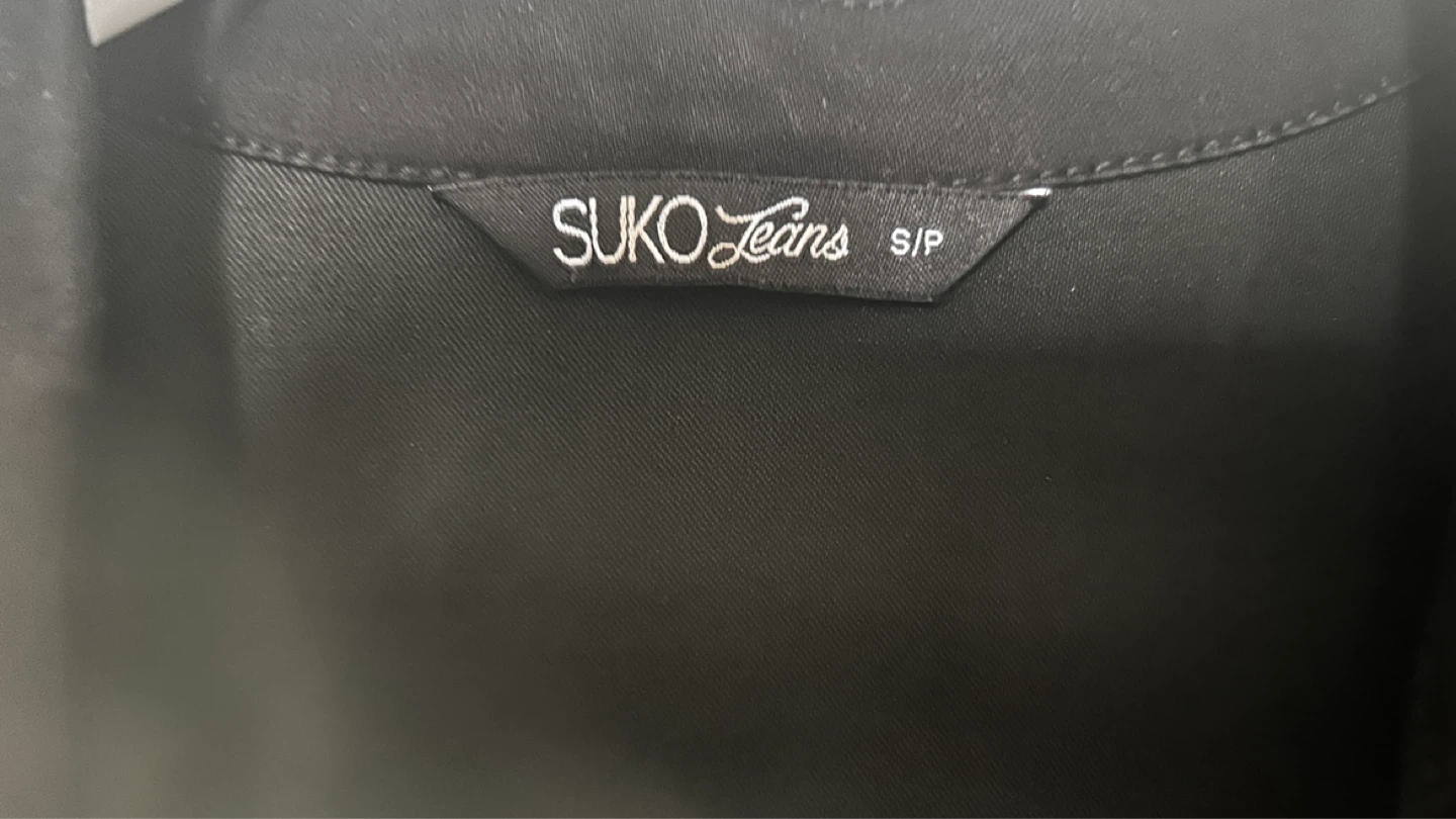 SUKO Jeans Black Denim Jacket with Lace-Up Detail Size S/P - photo 3