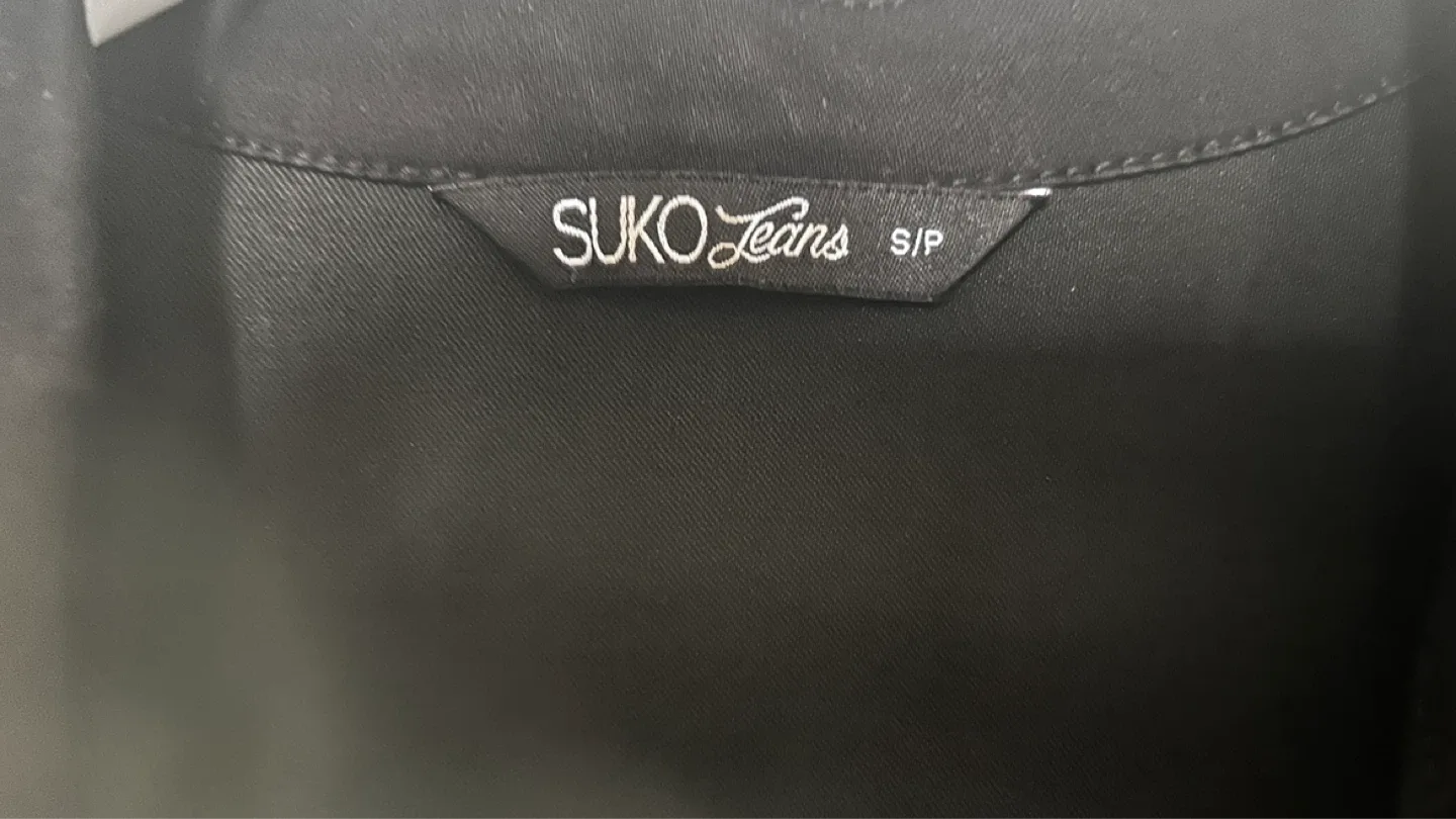 SUKO Jeans Black Denim Jacket with Lace-Up Detail Size S/P - photo 3