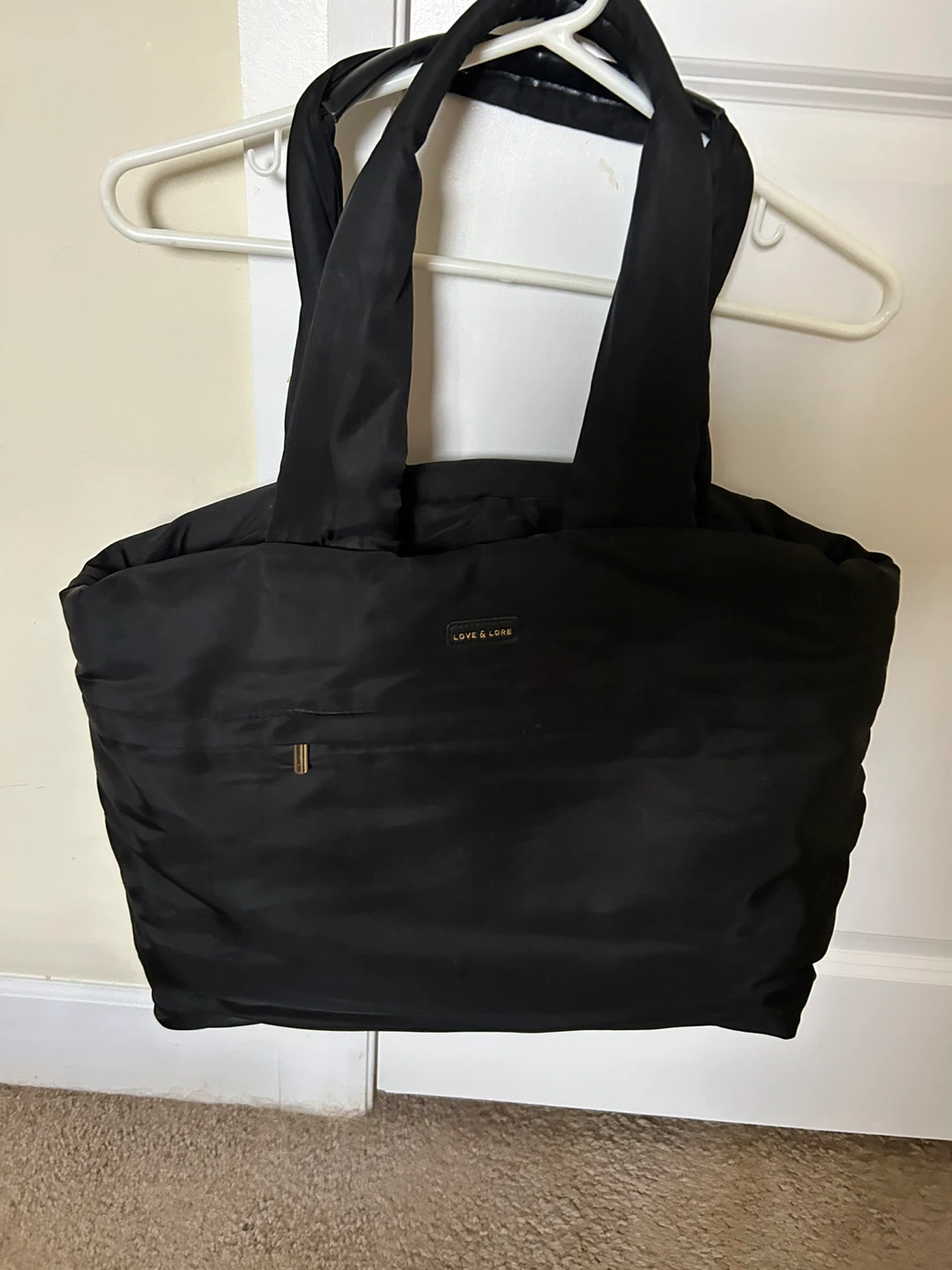 LOVE & LORE Black Puffer Tote Bag