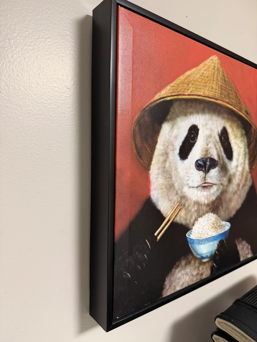 Framed Panda with Rice Wall Art - photo 3