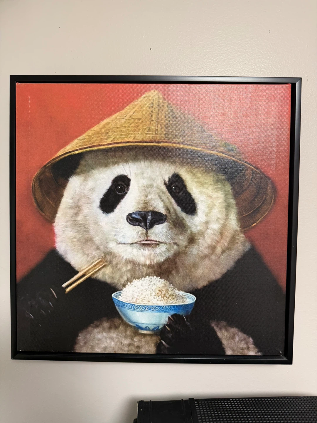 Framed Panda with Rice Wall Art - photo 2