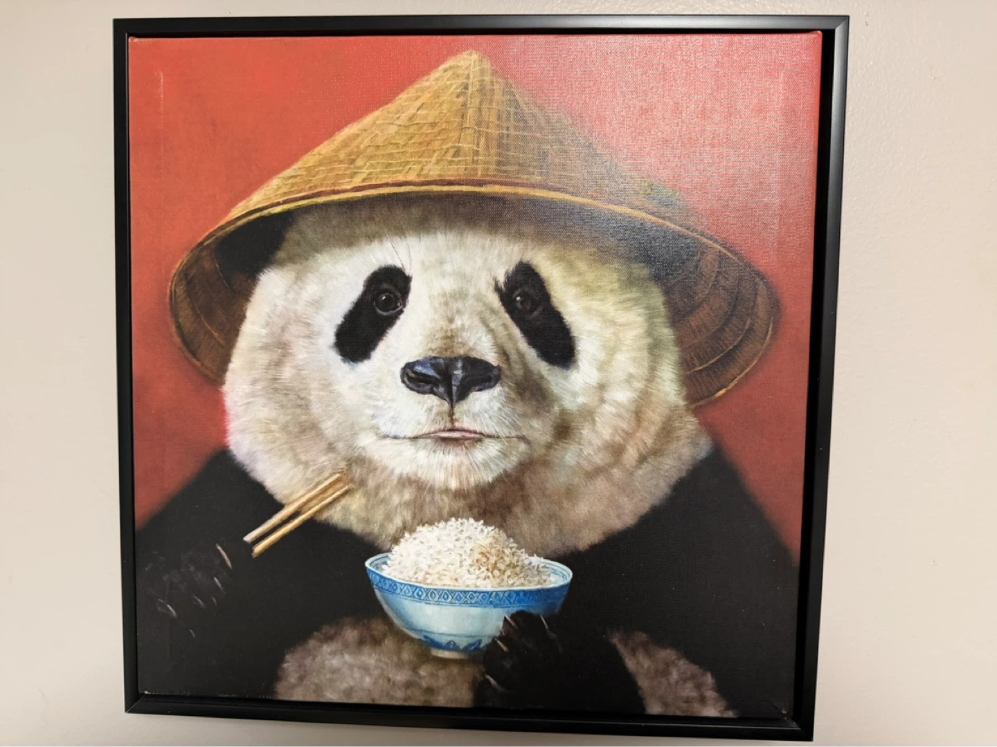 Framed Panda with Rice Wall Art