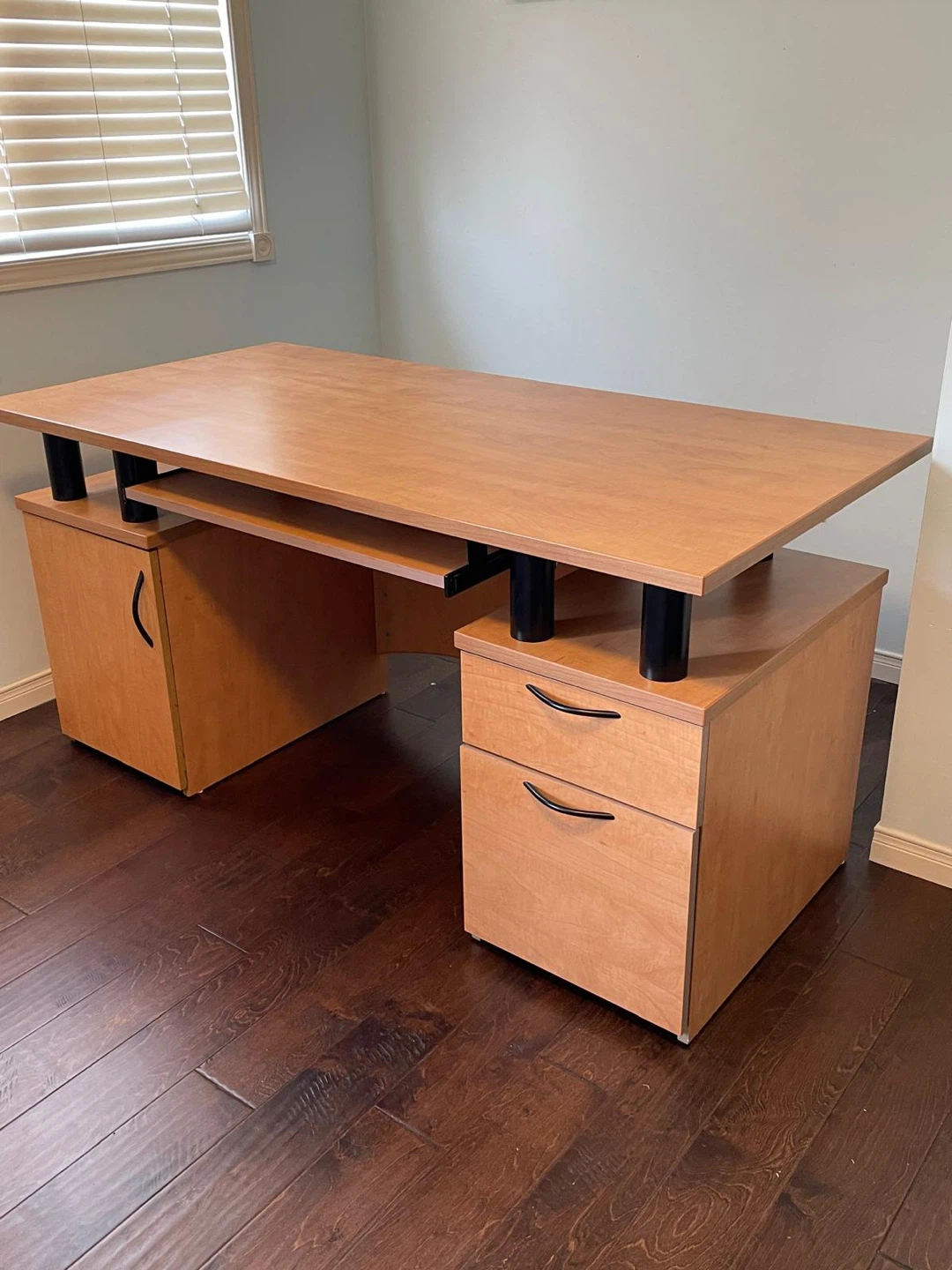 Office Desk with Keyboard Tray and Storage - photo 2