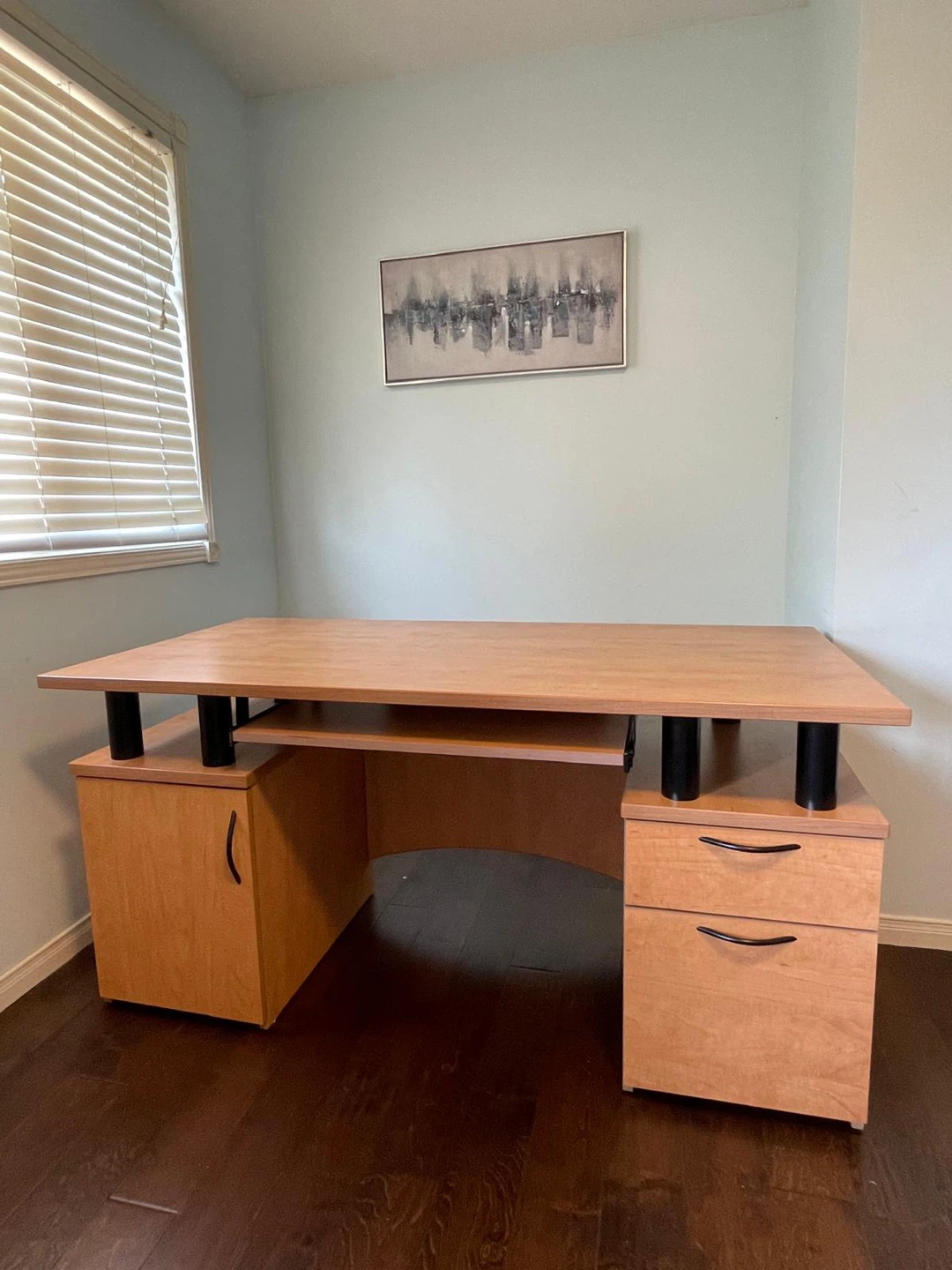 Office Desk with Keyboard Tray and Storage