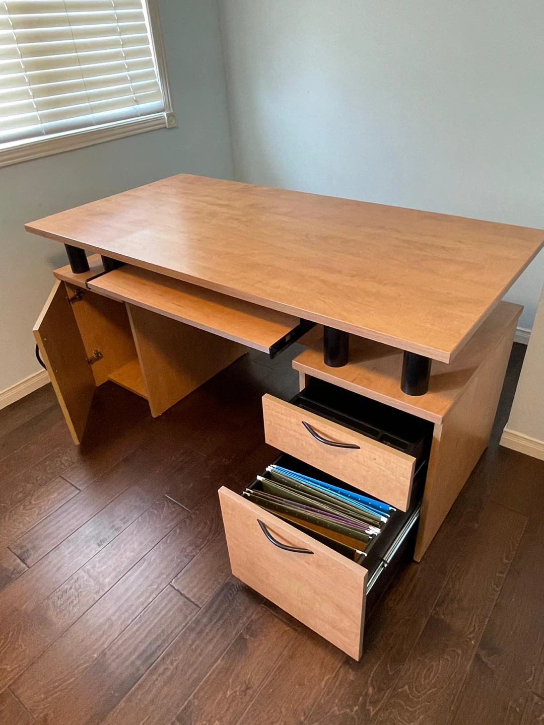 Office Desk with Keyboard Tray and Storage - photo 3