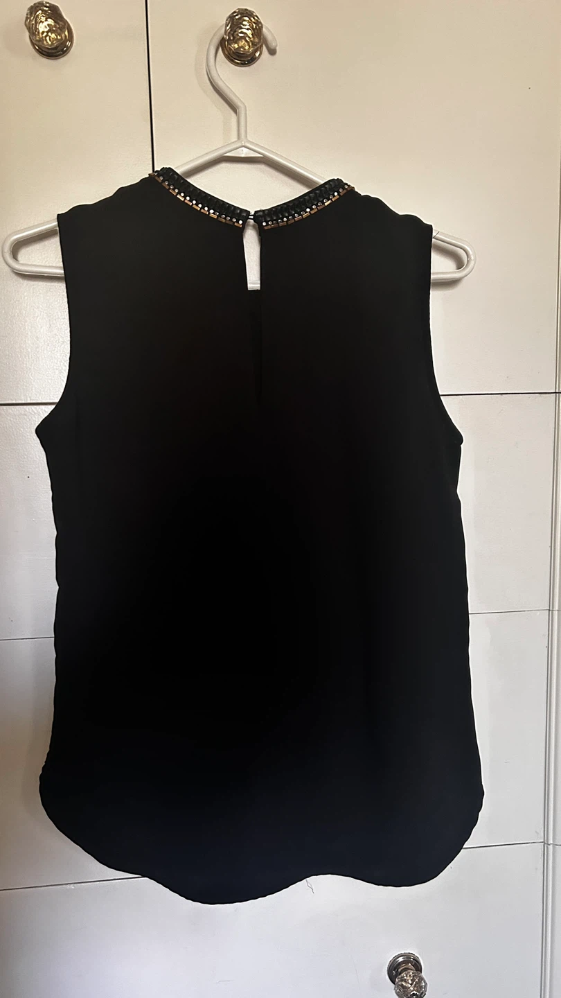 H&M Black Embellished Neck Sleeveless Top - Size 8 - photo 3