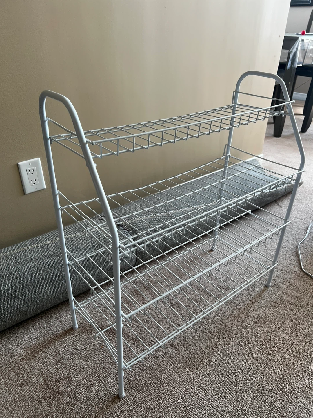 White 3-Tier Metal Wire Shoe Rack - photo 2
