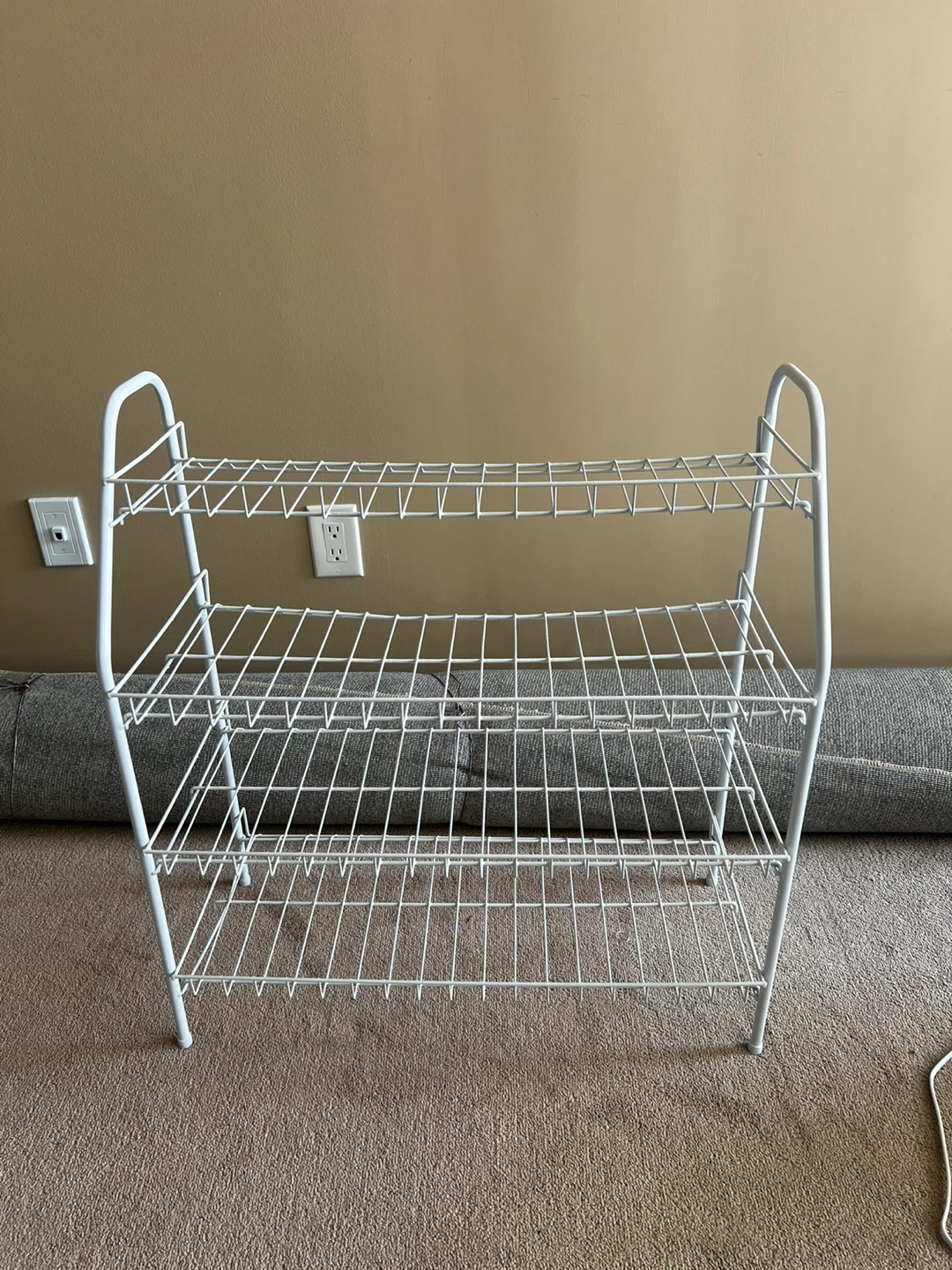 White 3-Tier Metal Wire Shoe Rack