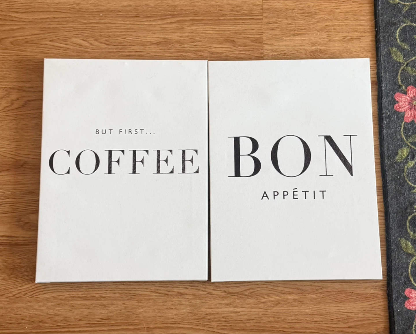 Set of 2 "Coffee" and "Bon Appétit" Canvas Wall Art