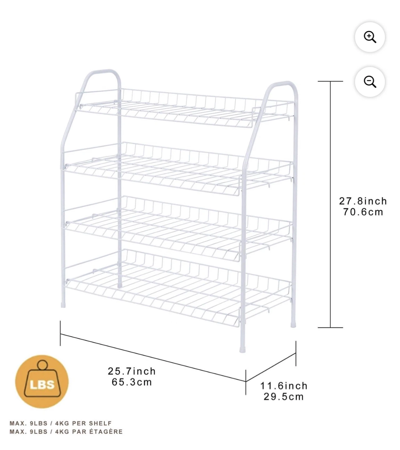 White 3-Tier Metal Wire Shoe Rack - photo 4