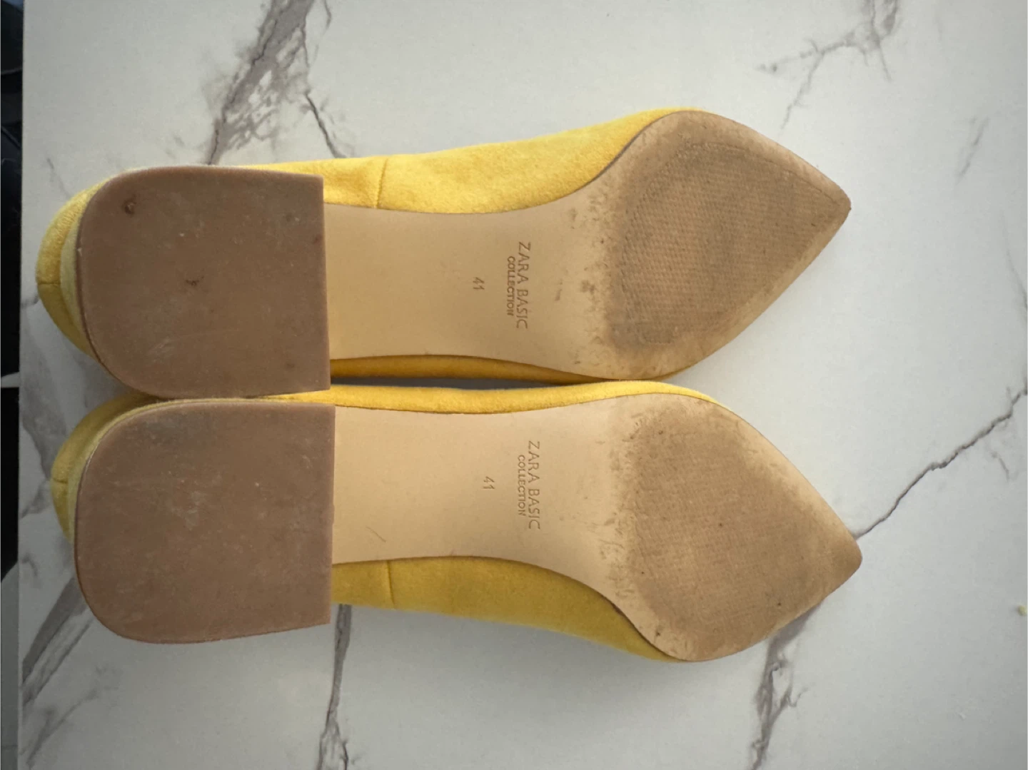 Yellow Suede Block Heel Pumps - Zara Basic Collection - photo 4