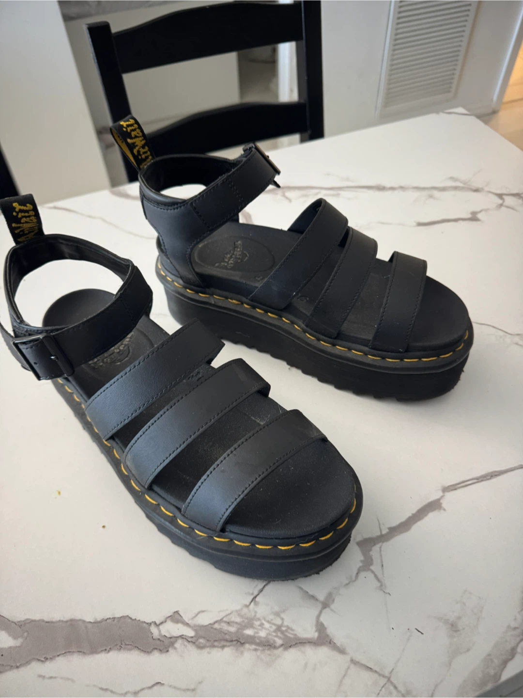 Dr. Martens Black Gryphon Strap Platform Sandals