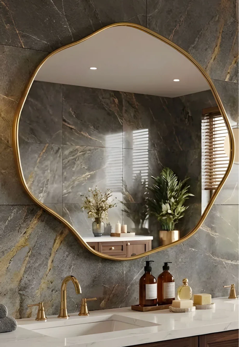 BRAND NEW- Gold Irregular Shaped Wall Mirror