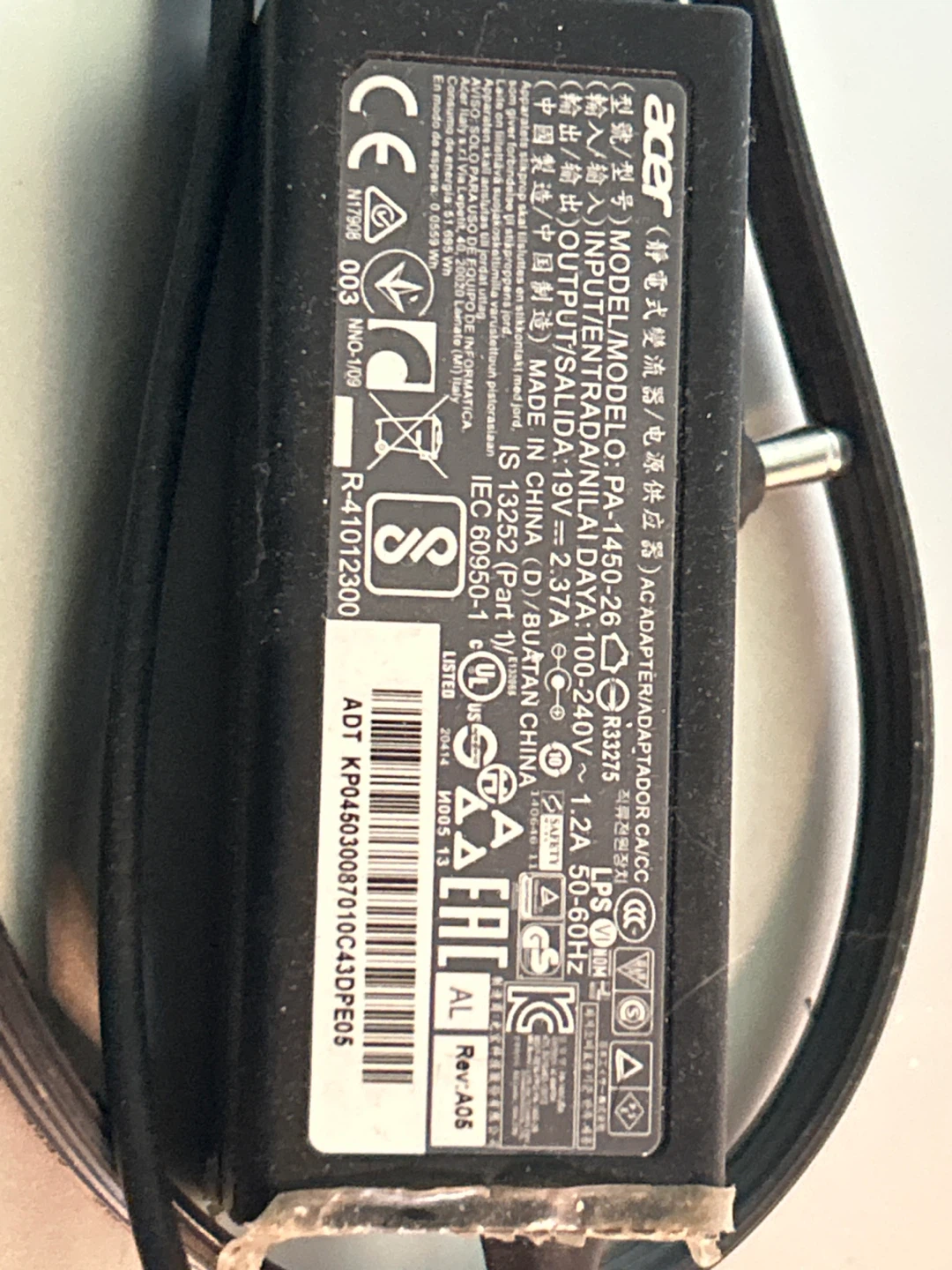 Acer laptop charger 45 watt