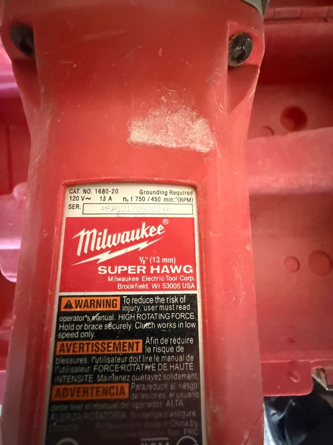 Milwaukee Super Hawg 1/2" (13 mm) Angle drill