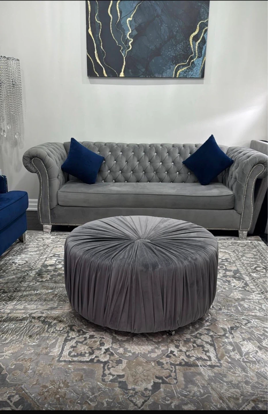 Velvet Tufted Accent Chairs and Sofa Setcenter table 4 pieces - photo 4