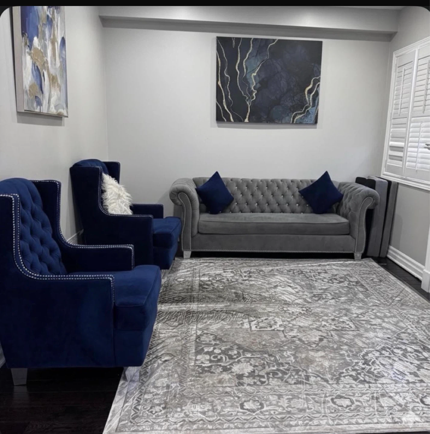 Velvet Tufted Accent Chairs and Sofa Setcenter table 4 pieces